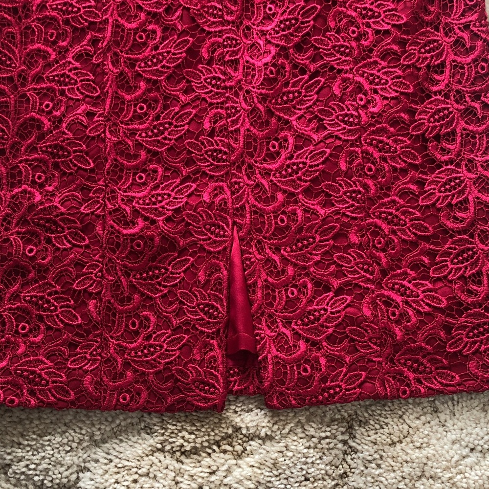 White House Black Market Red & Navy Lace Midi Sheath Dresses - Picture 7 of 12